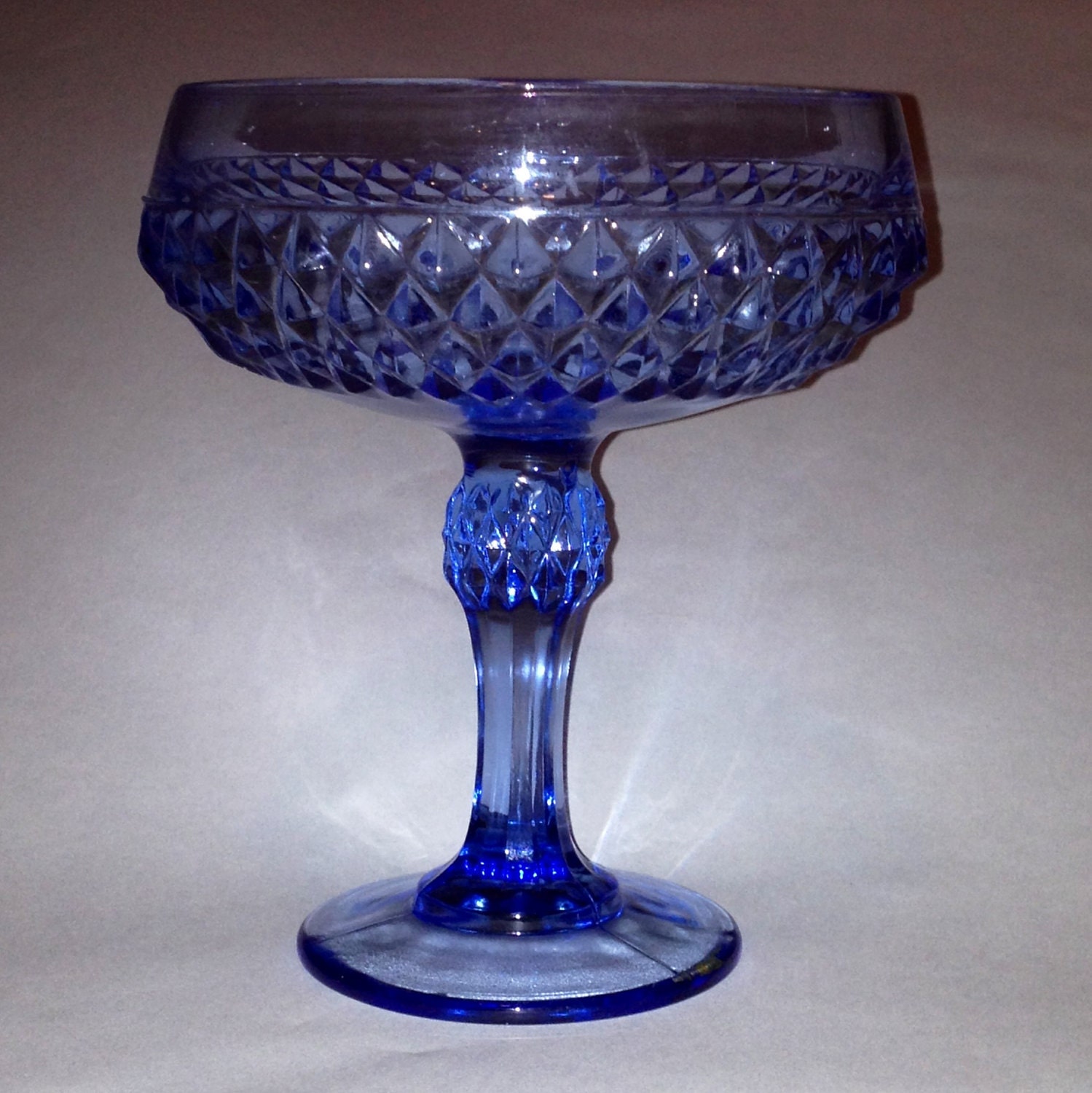 Blue Candy Dish Diamond Point Indiana Glass