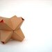 Paper Origami Lamp. Tan and Orange. 24 sides. (Polyhdra Luminaria Series)