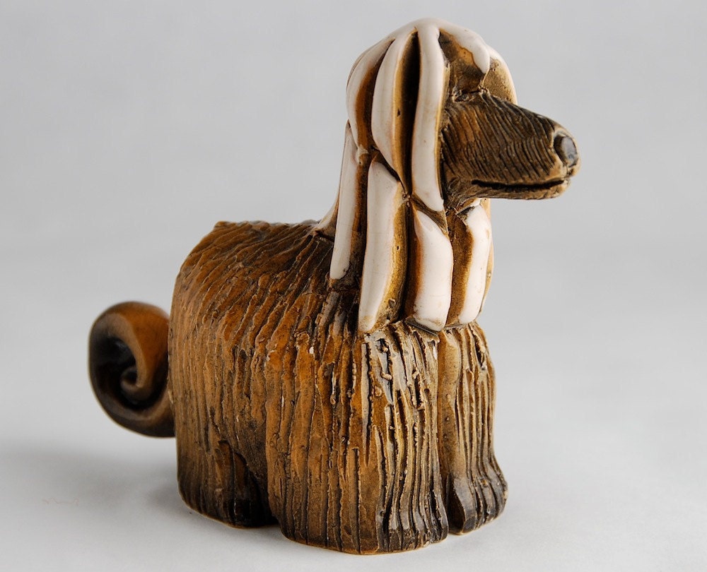 Vintage Ceramic Afghan Dog Lisa Larson Style