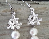 Cherry blossom and pearl earrings