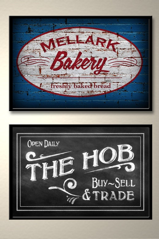 2 POSTER SET: Hunger Games - The Hob & Mellark Bakery Fan Art Posters
