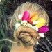 Tiptoe through the Tulips - Bun Belt, row of colorful tulips and baby's breath, flower wreath for your hair bun