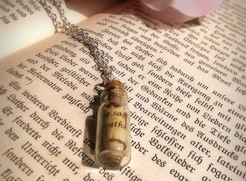 Custom Bible verse in glass vial necklace - silver plated - Personalized Christian jewelry