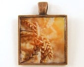 Wheat Pendant - Golden Copper Nature Photo Fall Color Resin Pendant
