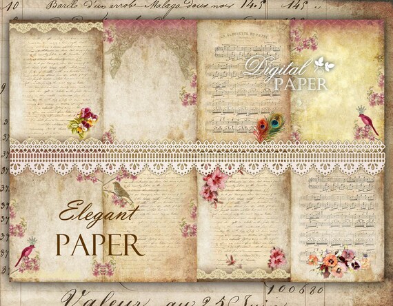 Elegant Paper Background Digital Collage Sheet By Bydigitalpaper