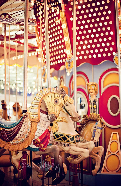 Carousel photo fine art photography horse print lights