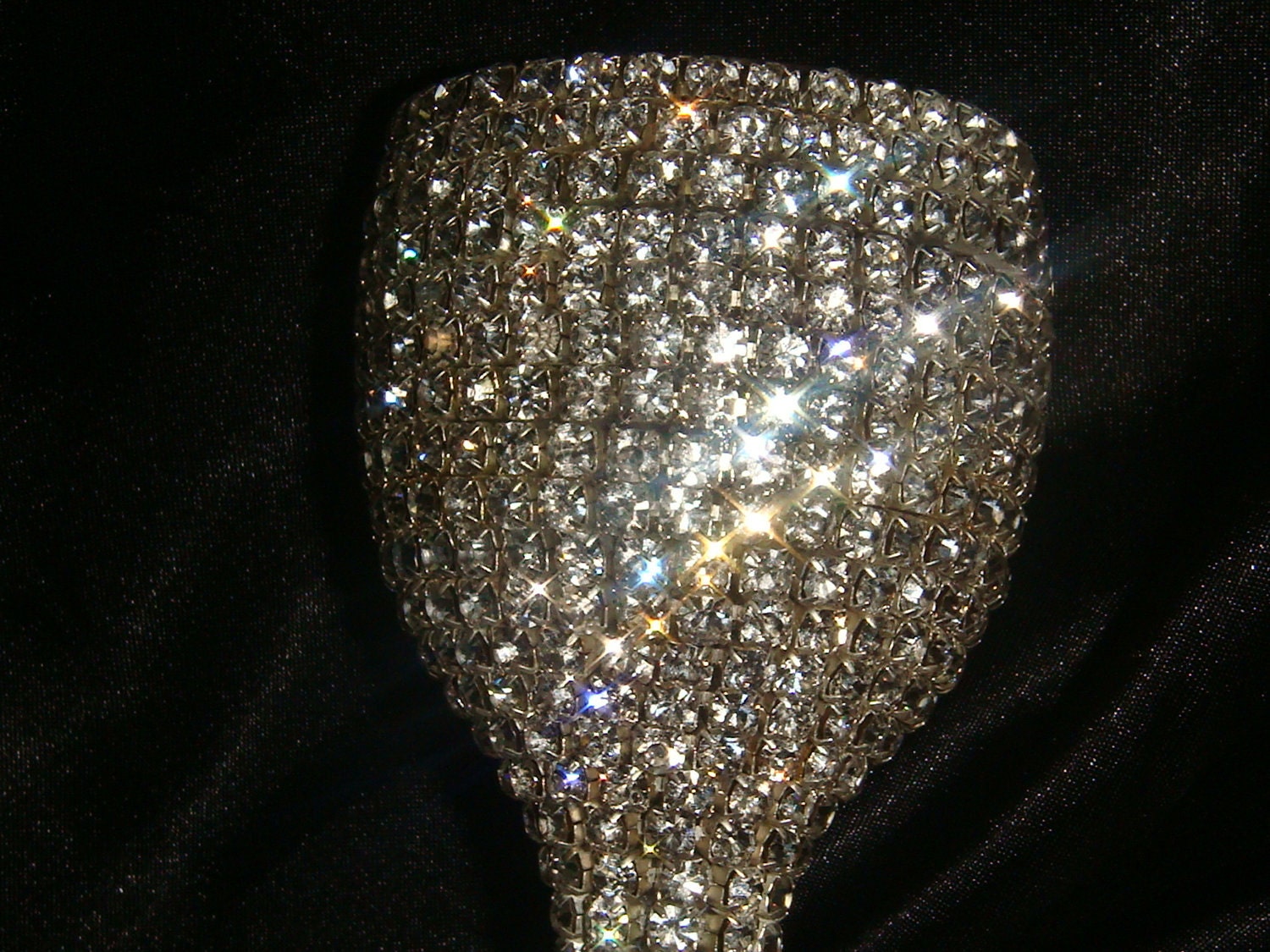 Custom designed handmade pair of liqueur glasses with Czech rhinestones