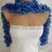 Hand knitted Dark Blue&Turquoise Blue Ruffled scarf by Arzus