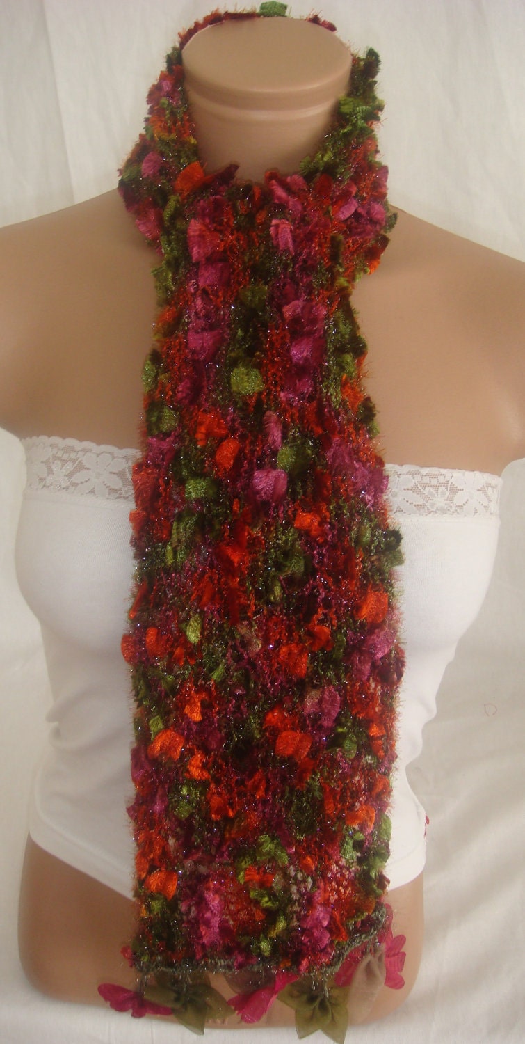 Hand knitted colorful elegant scarf