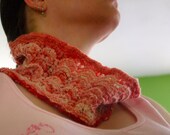 Peppermint Candy Handknit Lace Wool Cowl