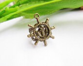 anchor ring--rudder ring,anchor and rudder pendat,antique bronze ring,alloy ring