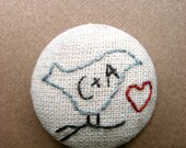 Custom/Personalized Initials- Lovebird Heart Button Magnet
