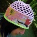 Crochet beanie hat, womens hats, pink floral print beanie, summer beanie, gift for her by JenitBoutique