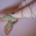 Burlap lace barefoot sandles, vintage Upcycled lace anklet jewelry in olive green, boho shoes in beige and light brown by JenitBoutique
