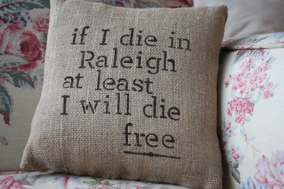 Handmade Burlap RALEIGH NC Pillow