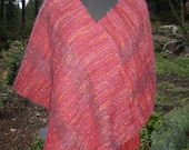 Red Rust and Purple Mohair Poncho