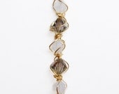 gold filled wire wrapped necklace, with gray and white Swarovski crystal