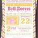Modern Typography Baby Sprinkle, Shower, Sip and See Invitation/Invite. Pink, Green, Yellow, Purple, Custom you choose colors