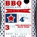 4th of July Typography Invitation. Stars, Red, White, & Blue. BBQ, Picnic, Party, Cookout, Pool Party