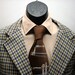 Vintage Men's Jacket Plaid Blazer Blue and Yellow 2 Button Size 44 Sports Coat