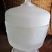 Vintage Satin Glass Footed Powder Vanity Dresser Jar with Lid