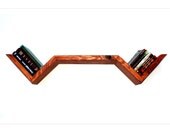 Double V Zig Zag Floating Wood Bookshelf