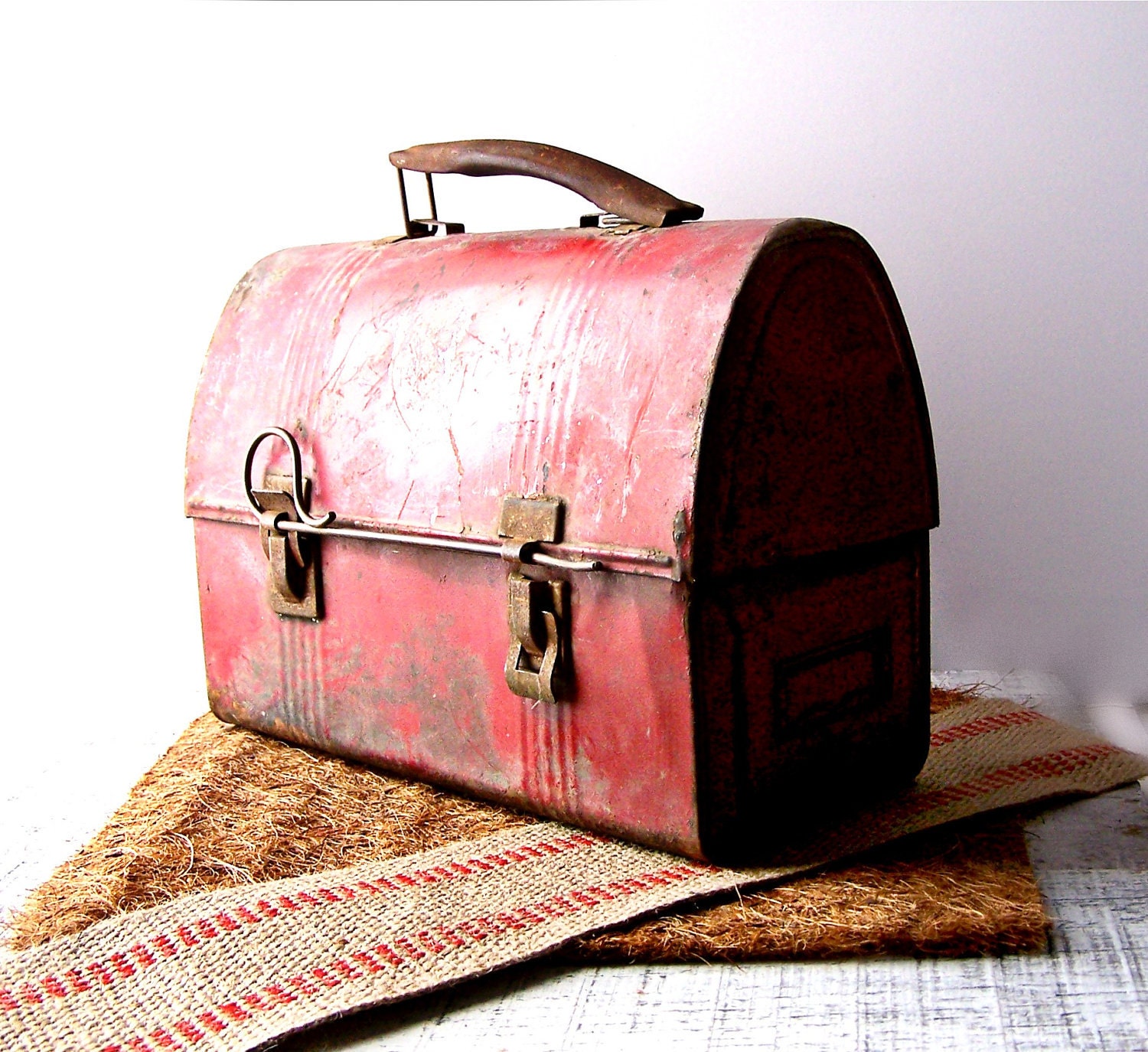 Fabulous Vintage Industrial Red Lunch Box