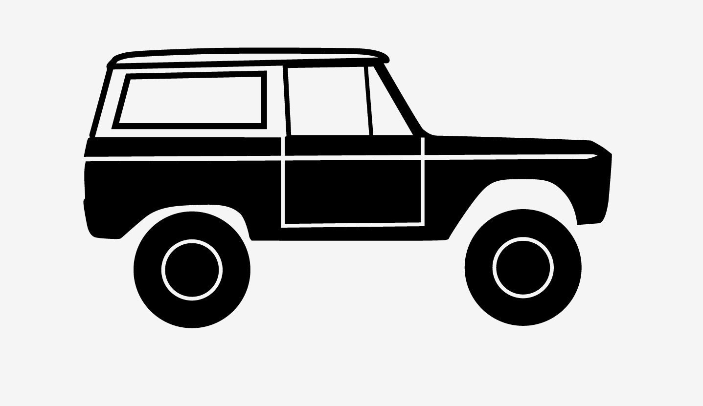 Early Classic Ford Bronco Vinyl Sticker Decal Side View Uncut Full Top BLACK