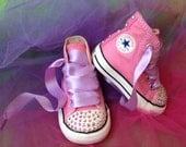Toddler Hi-Top Pink Converse With Swarovski Rhinestones Size 5