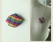 Color handmade brooch, color block, Rainbow check brooch