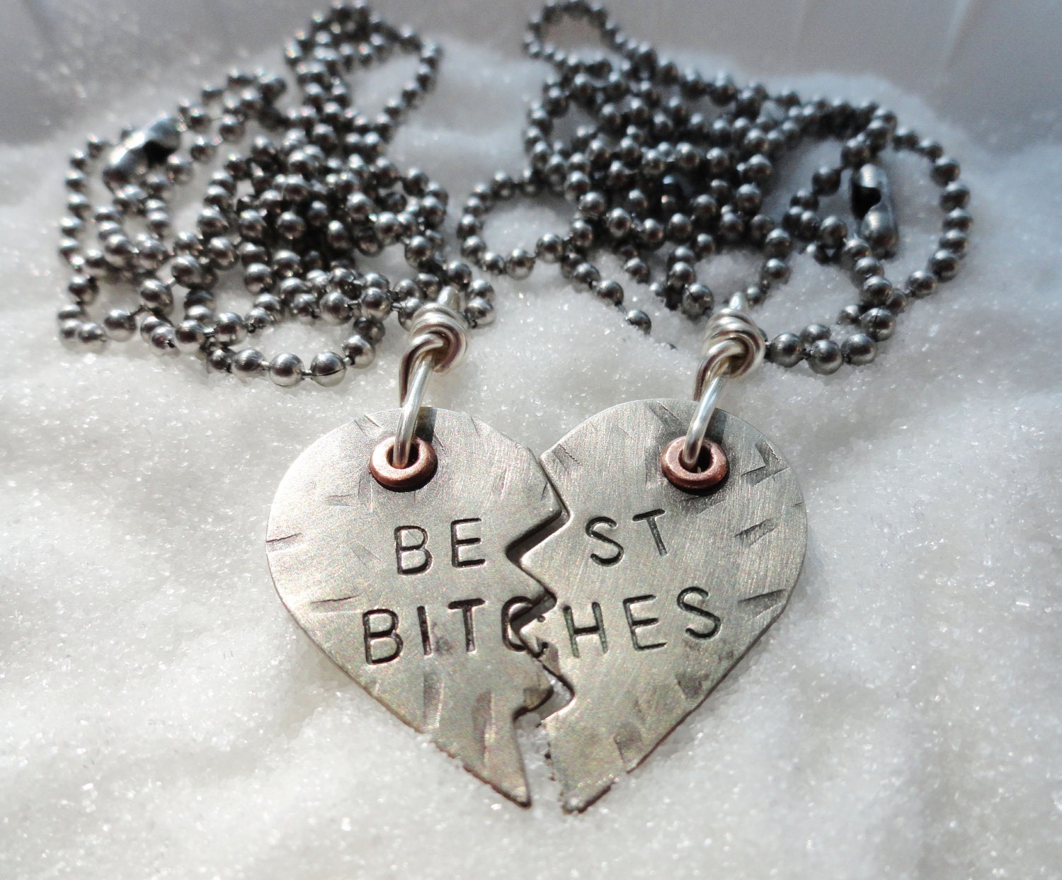 Mature Content - Necklaces - Best Bitches Necklaces Silver Heart on Stainless Steel Ballchain