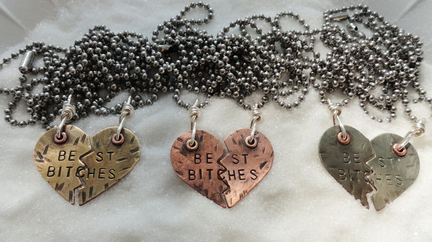 Mature Content - Necklaces - Best Bitches Necklaces Copper Heart on Stainless Steel Ballchain