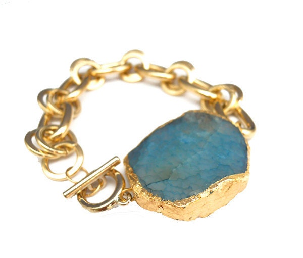 Bold Agate 14K Gold Plated Chunky Chain Bracelet
