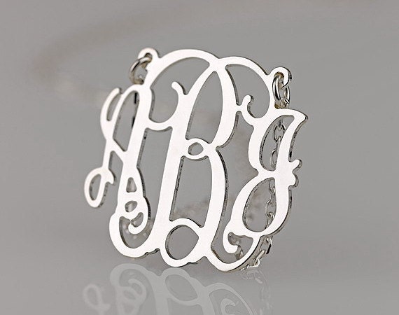 Monogram necklace - 1.5 inch Personalized Monogram - 925 Sterling silver