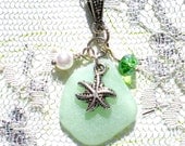 Sea Glass Necklace, Beach Glass Necklace, Starfish Necklace, Seaglass Jewelry