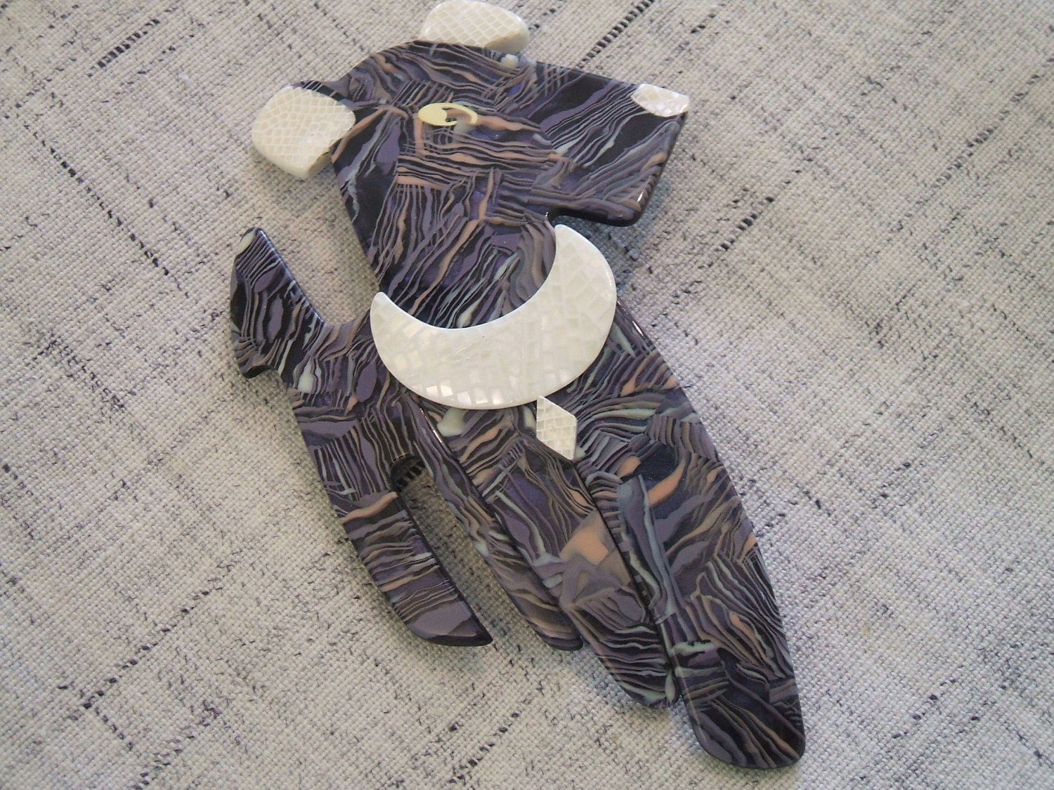 Fabulous Signed Ric the Dog dark blue Brooch by Lea Stein