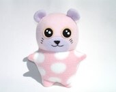 Plush hamster toy kawaii MADE TO ORDER pink and white fleece with dots