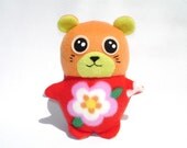 Stuffed hamster toy kawaii red flower and orange fleece