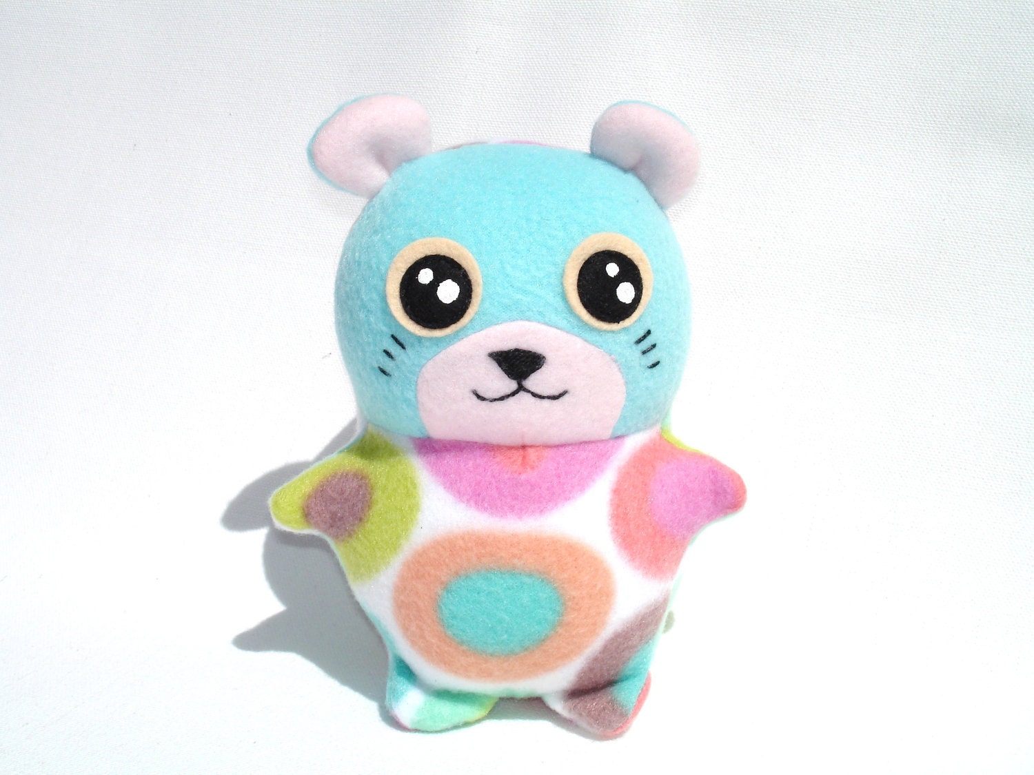 Stuffed animal hamster toy kawaii pastel dot and turquoise fleece