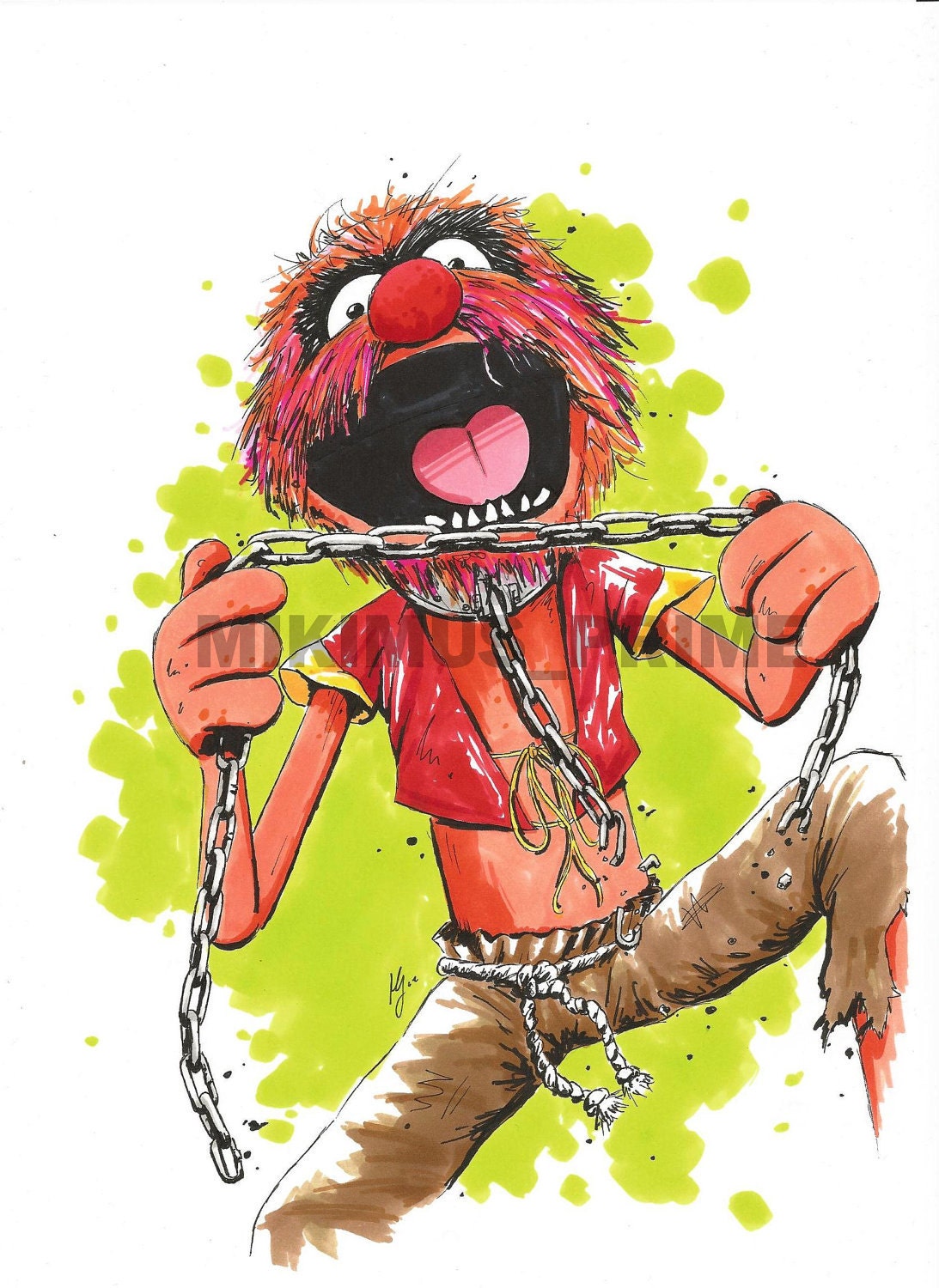 Items similar to Animal The Muppets Original drawing on Etsy