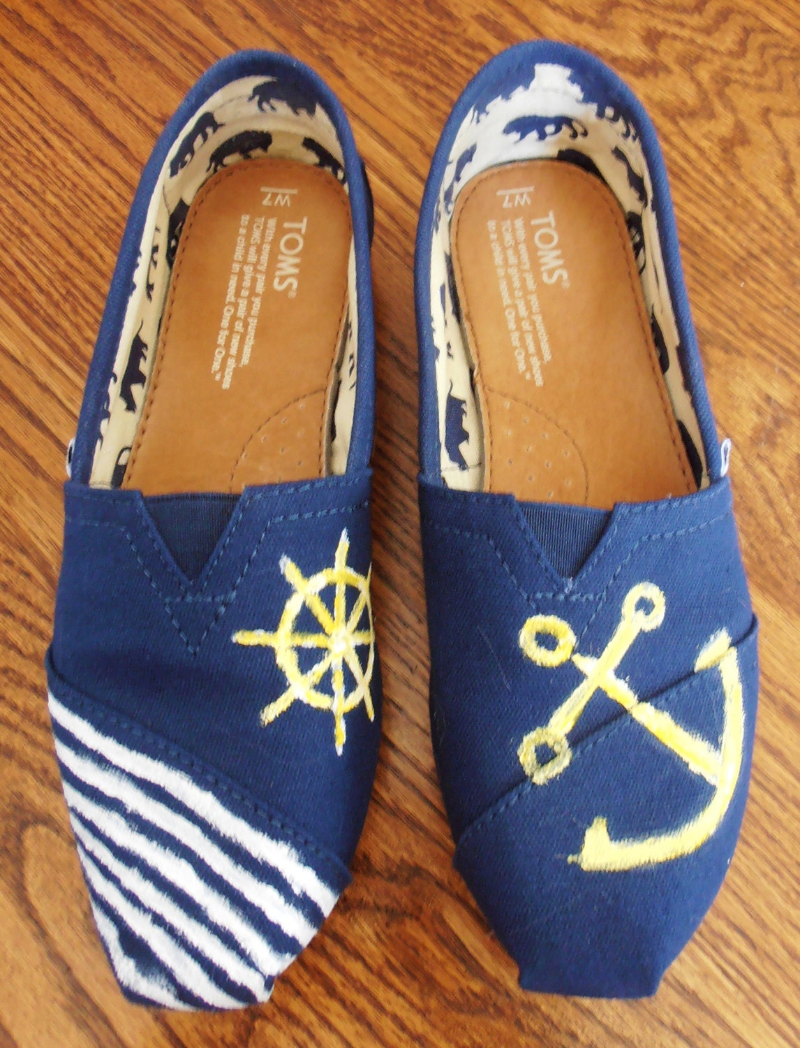 Hand Painted Custom TOMS with nautical symbols