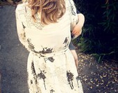 Flora Robe in Black and White Trees - size small