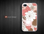 Hard case Rubber case iphone 4 case iphone 4s case New Iphone 5 case red white illustrator  flower graphic design printing