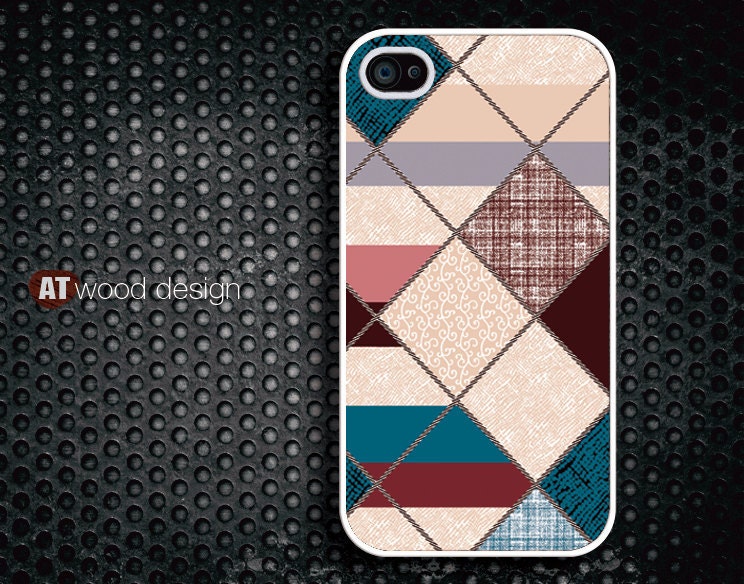 Hard case Rubber case iphone 4 case iphone 4s case New Iphone 5 case classic beige white blue pink square array design
