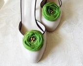 Green Chiffon Roses Shoe Clips