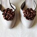 Brown Ribbon Flowers Shoe Clips