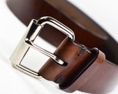 MARCUE - Men's and Women's Unisex Classic BROWN Leather Belt
