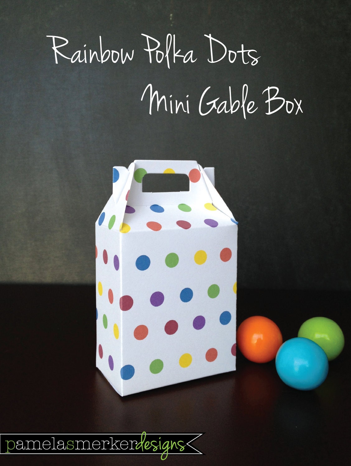 Rainbow Polka Dots Mini Gable Favor Box