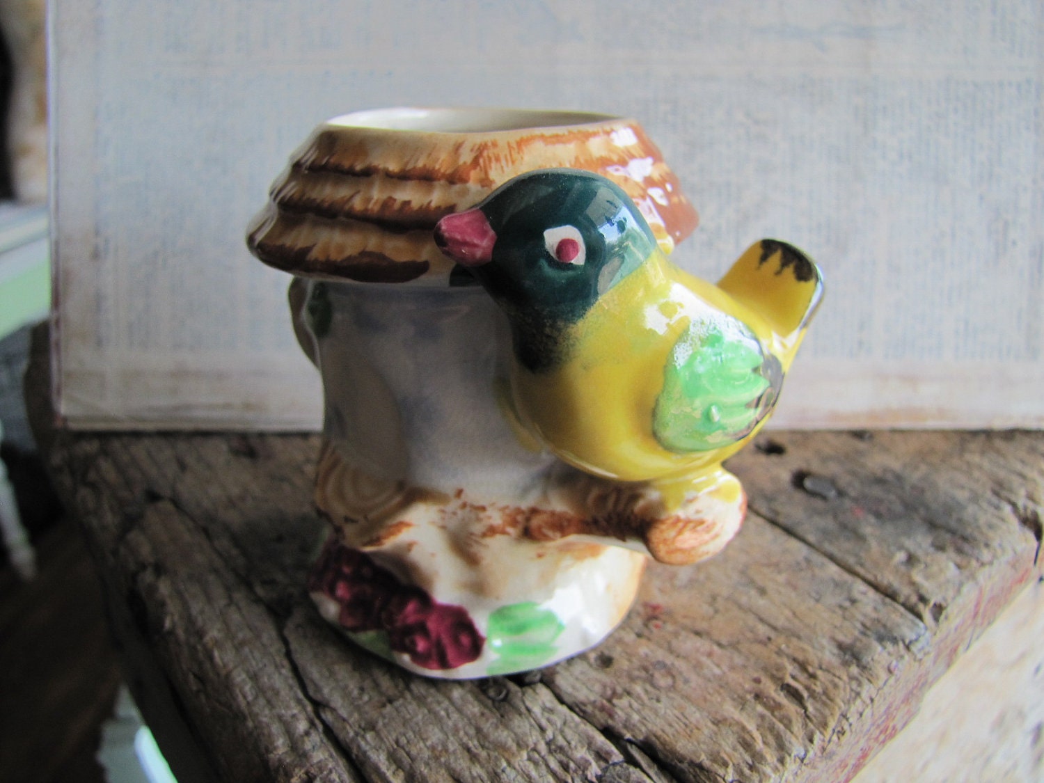 Vintage Bird Planter