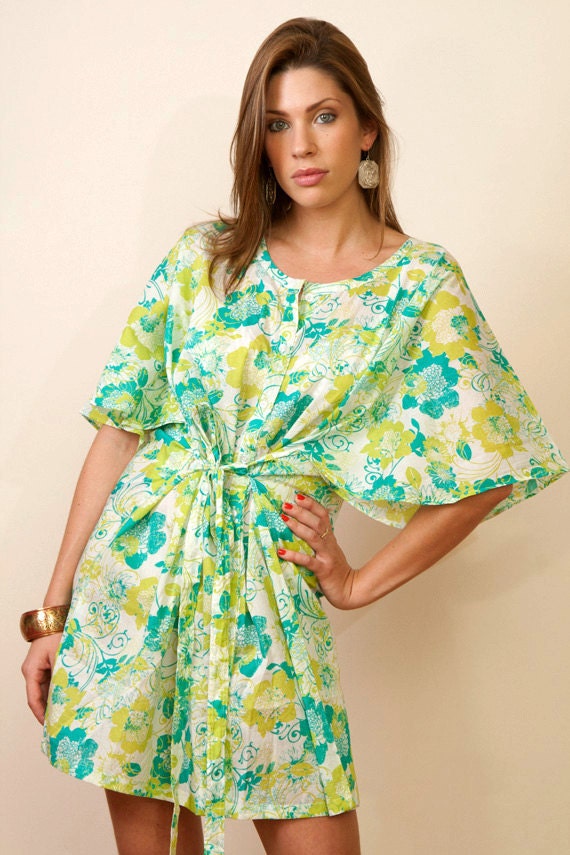 Limited edition. TEQUILA Button down Cotton kaftan dress. Bridesmaid getting ready robe, beach cover up or summer dress.